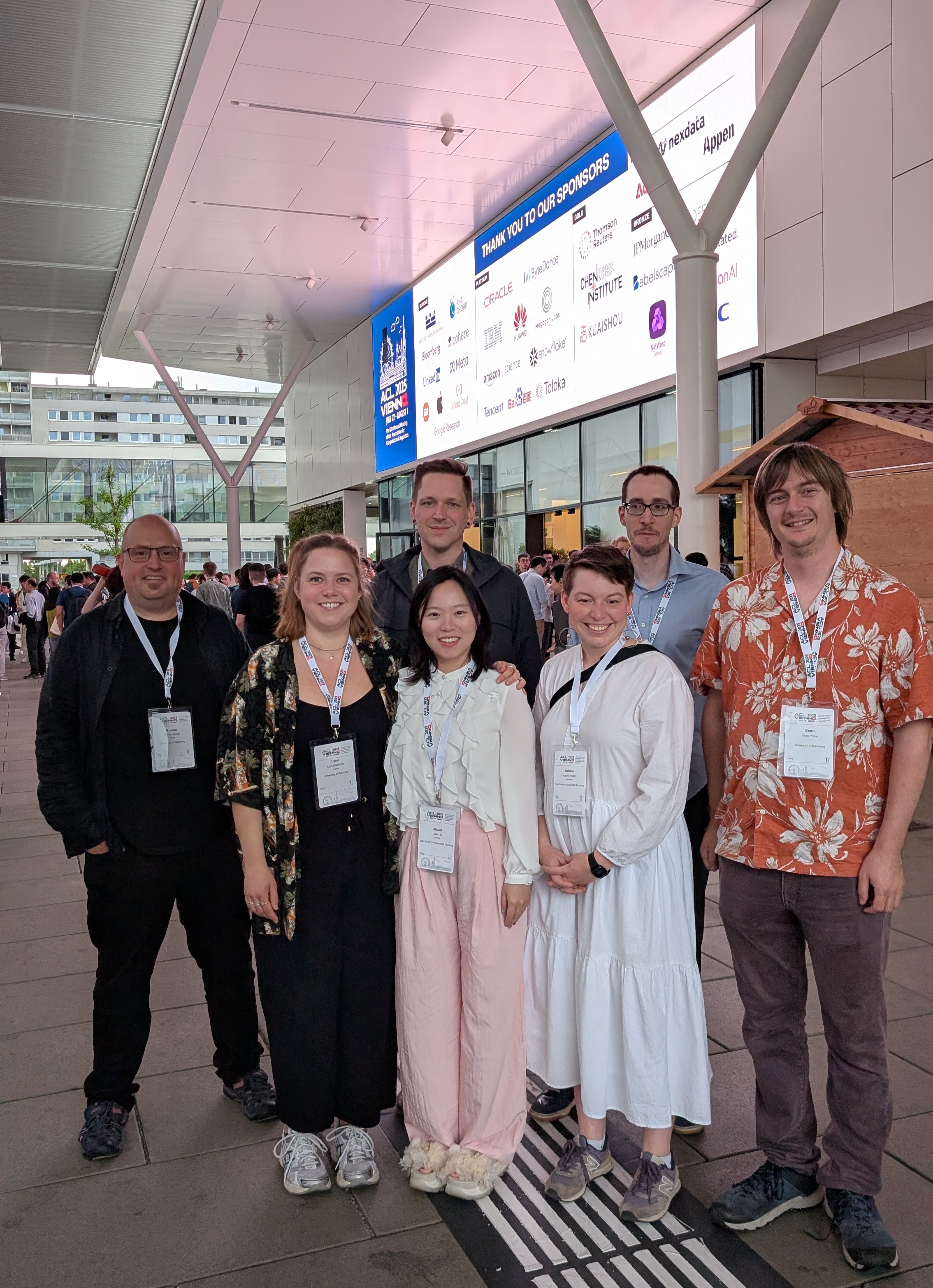 Photo of the BamNLP Group in front of the conference venue